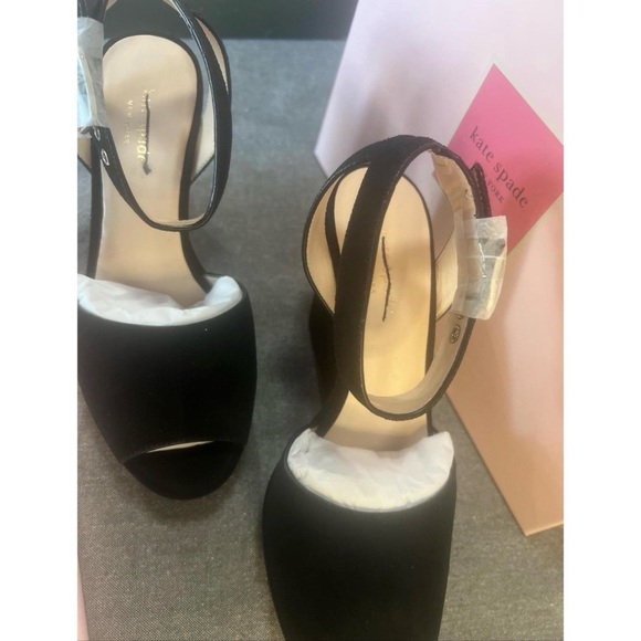 kate spade Black Suede Peep-Toe Wedge Sandals - Picture 4 of 6